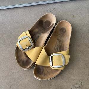 Birkenstock Madrid Big Buckle Popcorn Yellow Nubuck Sandals